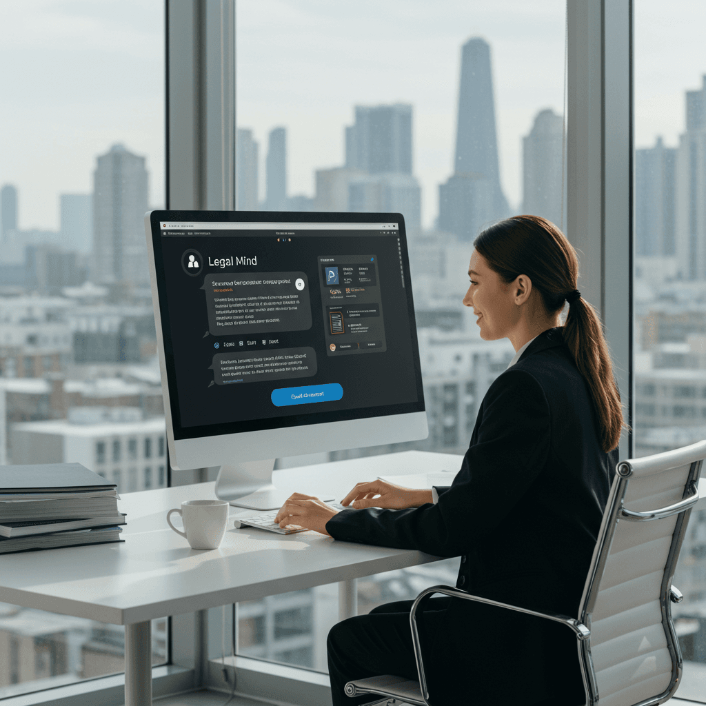 An image of a person using Legal Mind on a computer